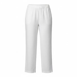 Quince 100% Linen Pull-On Cropped Pants White Elastic Waist Size Large